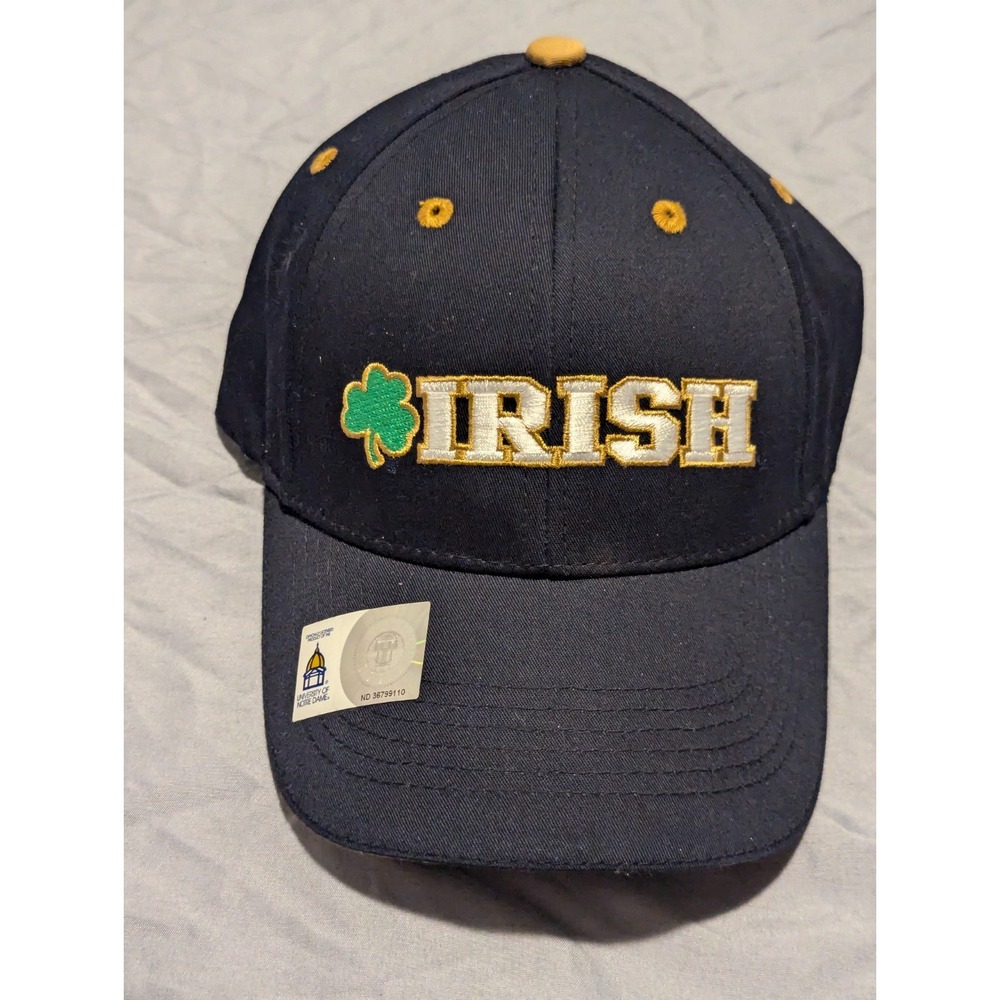 NEW Notre Dame IRISH Cap Hat Strap Back One Size BLUE Captivating Headwear